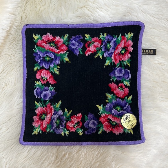 FEILER black red purple chenille floral handbag set of 3 - Picture 4 of 5